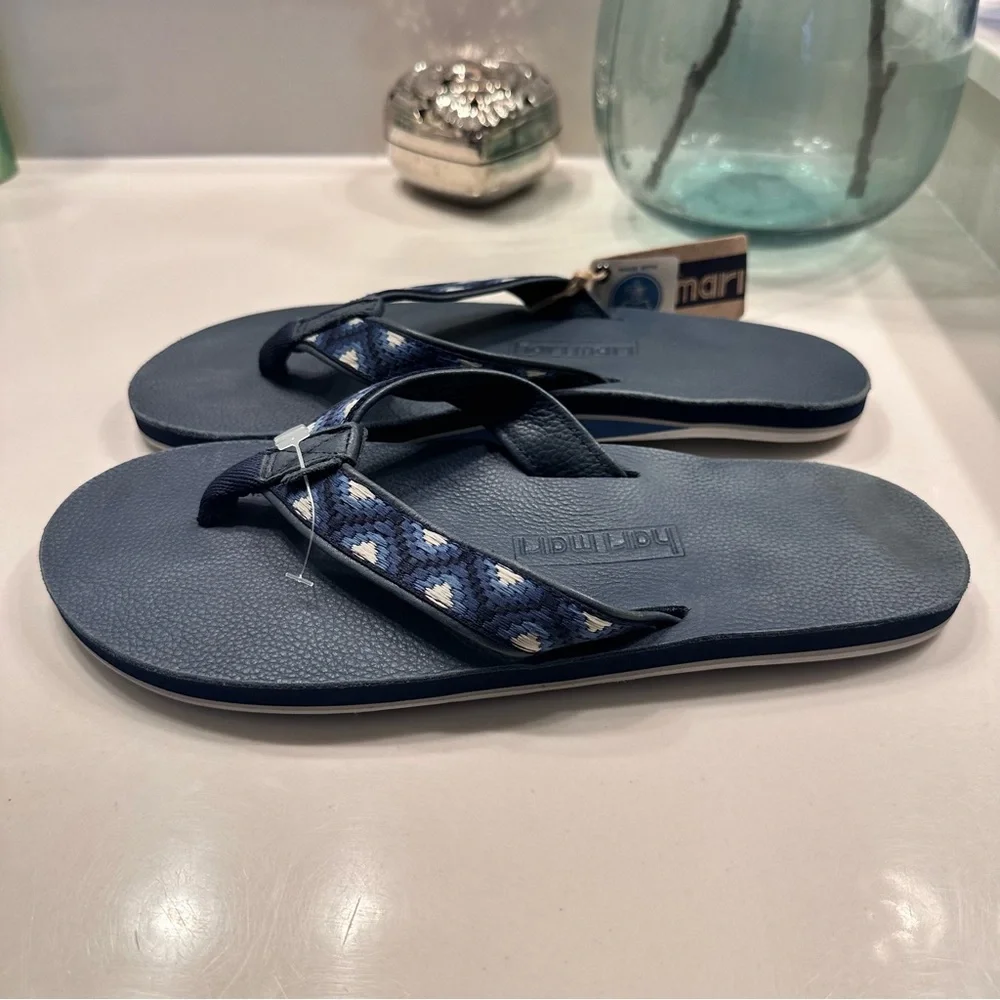Hari Mari Navy Patterned Flip Flops - Picture 4 of 5